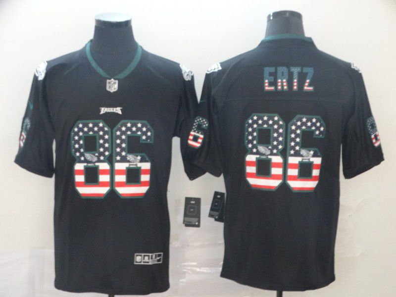 Men Philadelphia Eagles #86 Ertz Black Nike USA Flag Fashion Black Color Rush Limited Jersey